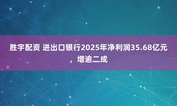 胜宇配资 进出口银行2025年净利润35.68亿元，增逾二成